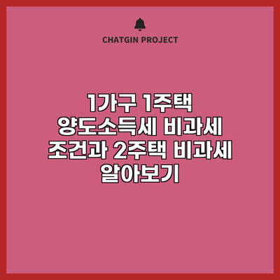 1가구 1주택 양도소득세 비과세 조건과 2주택 비과세 알아보기