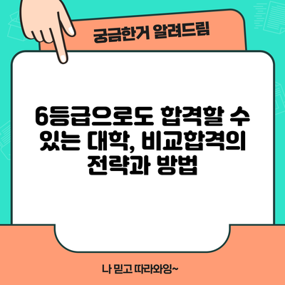 6등급으로도 합격할 수 있는 대학, 비교합격의 전략과 방법