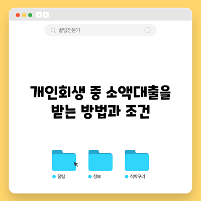 개인회생 중 소액대출을 받는 방법과 조건