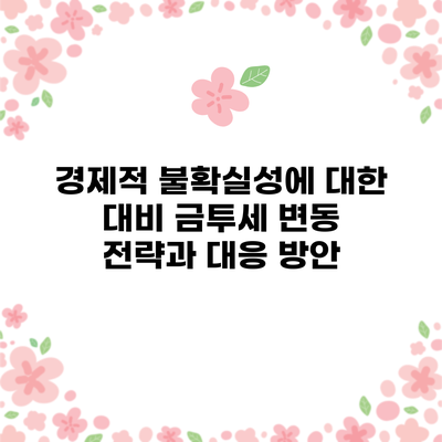경제적 불확실성에 대한 대비: 금투세 변동 전략과 대응 방안