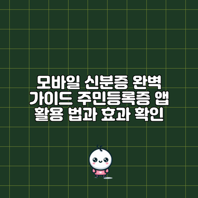 모바일 신분증 완벽 가이드: 주민등록증 앱 활용 법과 효과 확인