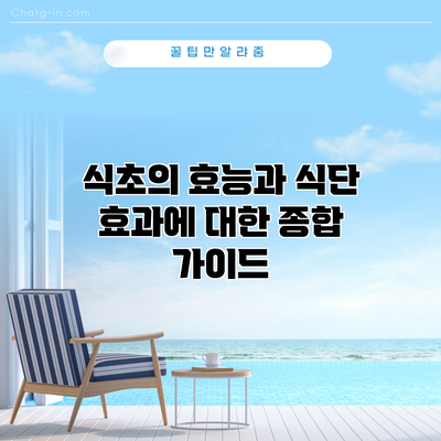 식초의 효능과 식단 효과에 대한 종합 가이드