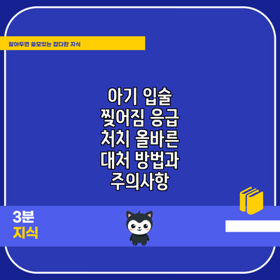 아기 입술 찢어짐 응급 처치: 올바른 대처 방법과 주의사항