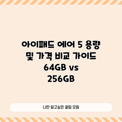 아이패드 에어 5 용량 및 가격 비교 가이드: 64GB vs 256GB