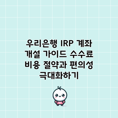 우리은행 IRP 계좌 개설 가이드: 수수료 비용 절약과 편의성 극대화하기