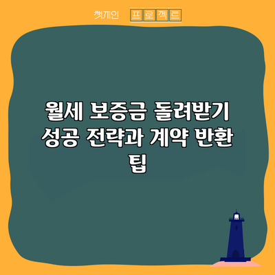 월세 보증금 돌려받기 성공 전략과 계약 반환 팁