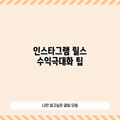 인스타그램 릴스 수익극대화: 팁