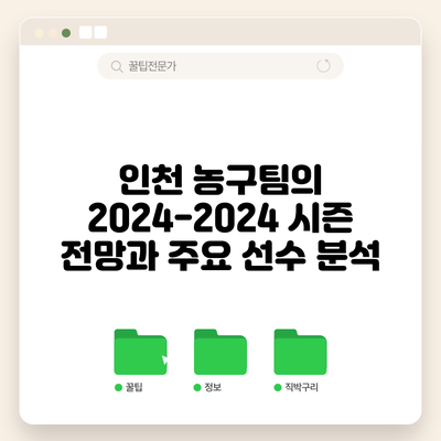 인천 농구팀의 2024-2024 시즌 전망과 주요 선수 분석