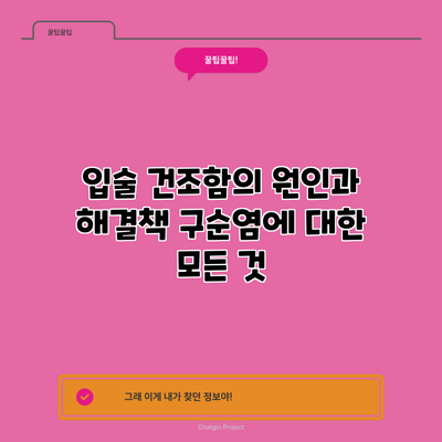 입술 건조함의 원인과 해결책: 구순염에 대한 모든 것