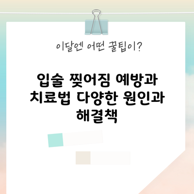입술 찢어짐 예방과 치료법: 다양한 원인과 해결책
