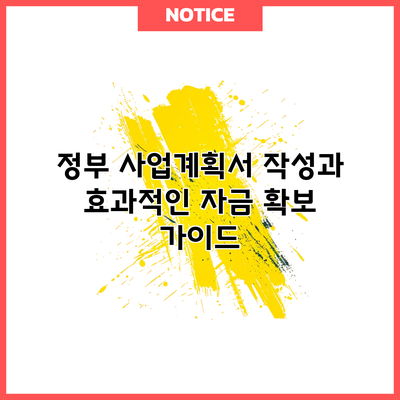 정부 사업계획서 작성과 효과적인 자금 확보 가이드