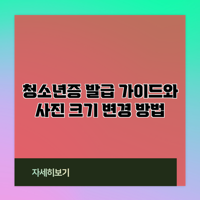 청소년증 발급 가이드와 사진 크기 변경 방법