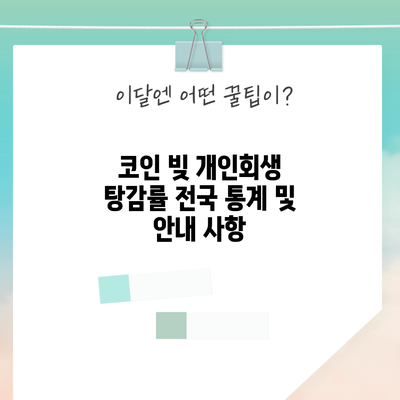 코인 빚 개인회생 탕감률: 전국 통계 및 안내 사항