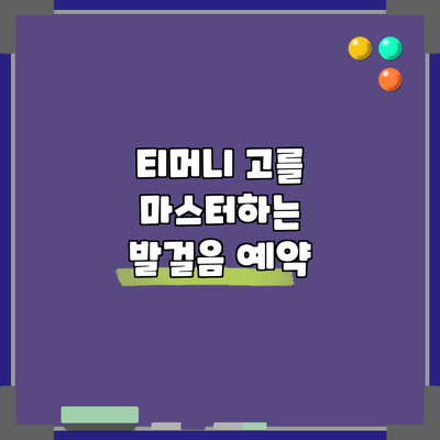 티머니 고를 마스터하는 발걸음: 예약