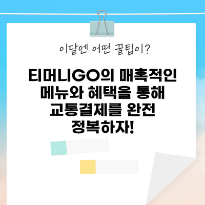 티머니GO의 매혹적인 메뉴와 혜택을 통해 교통결제를 완전 정복하자!