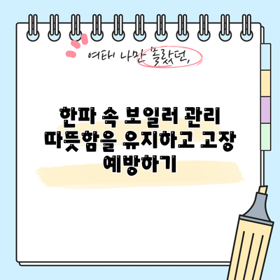 한파 속 보일러 관리: 따뜻함을 유지하고 고장 예방하기