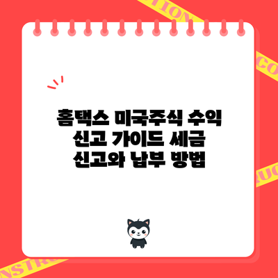 홈택스 미국주식 수익 신고 가이드: 세금 신고와 납부 방법