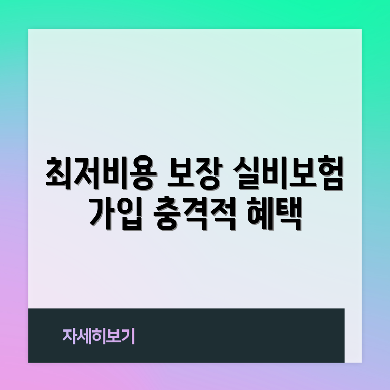 충격적인 실비보험 가입 최저 비용으로 동일한 보장!
