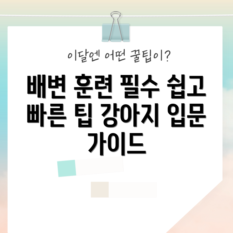 강아지 배변 훈련 필수 팁 5가지