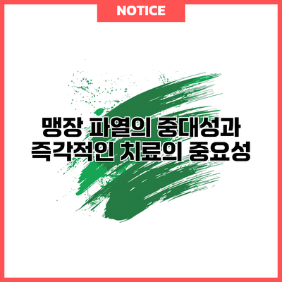 맹장 파열의 중대성과 즉각적인 치료의 중요성