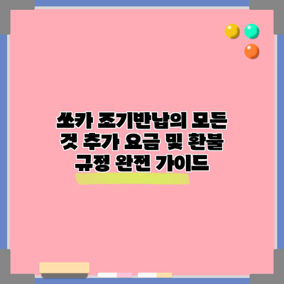 쏘카 조기반납의 모든 것: 추가 요금 및 환불 규정 완전 가이드