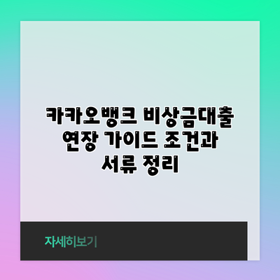 카카오뱅크 비상금대출 연장 가이드: 조건과 서류 정리